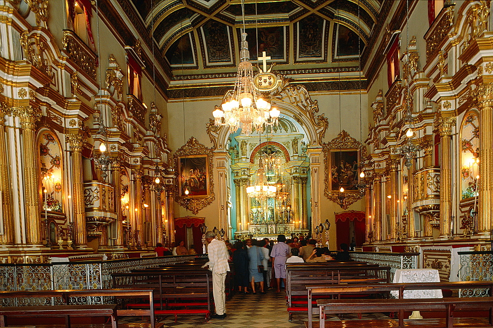 Brazil, Salvador De Bahia, Historic Quarter Of Pelourinho, Nave Of The Baroque Igreja (Church) Sao Francisco Built In Xviiith Century