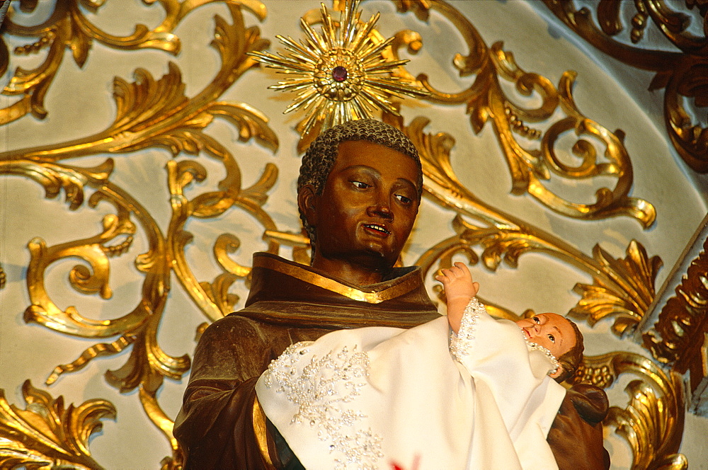 Brazil, Salvador De Bahia, Historic Quarter Of Pelourinho, Church Igreja Nossa Senhora Do Rosario Dos Pretos Built In Xvii Century, By Slaves, All Represented Saints Are Black