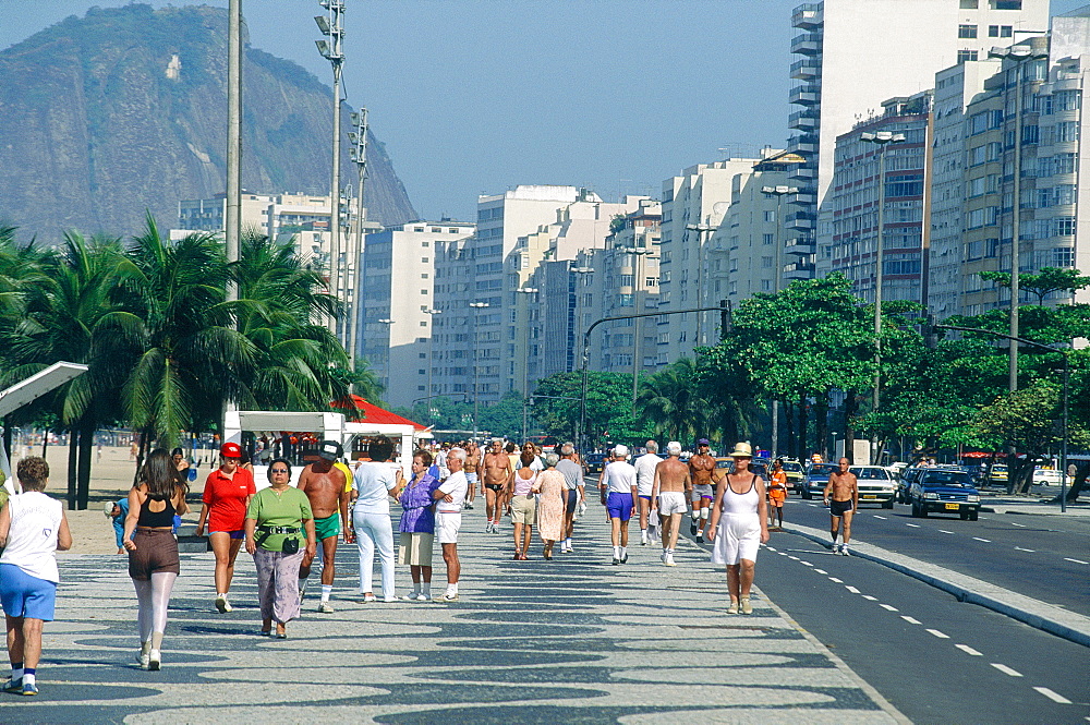 Brazil, Riodejaneiro, Copacabana Beach, The Seafront Promenade 