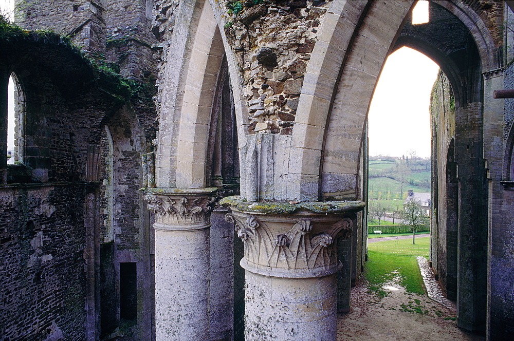 France, Normandy, Eure (27), Hambiye Abbey Ruins, Gothic Capitals At Fore