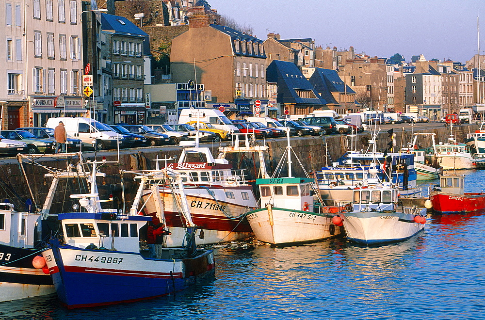 France, Normandy, Manche (50), Granville, Trawlers Moored In The Harbour