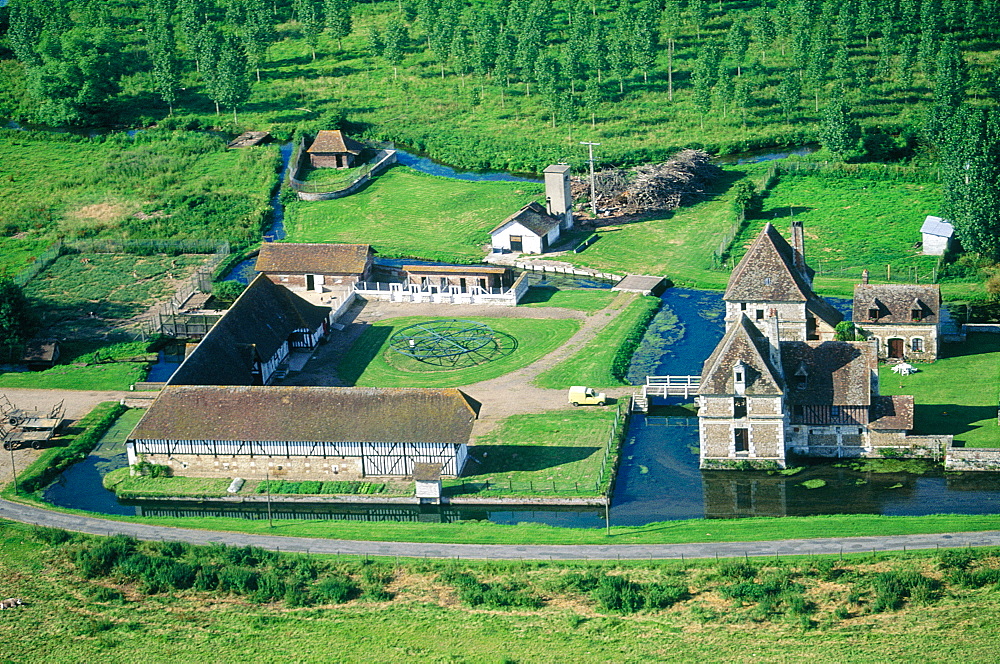 France, Normandy, Eure (27), Aerial Of A Fortified Medieval Farm