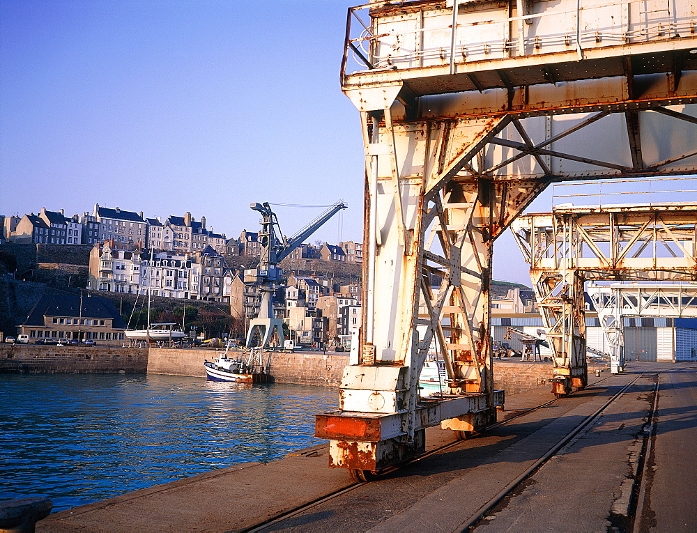 France, Normandy, Manche (50), Granville,  The Harbour And Rusty Crane At Fore