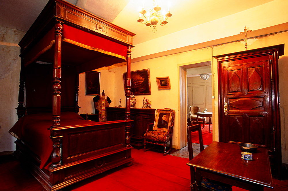 France, Normandy, Manche (50), Mont St Michel, Mrs Lebrec Is The Most Senior Member Of St Michel Inhabitants, She Retired After Being An Explorator And Live In An Old Stone House That Belonged Formerly To The Abbott (Here Is His Room And Canopied Fourposter Bed)