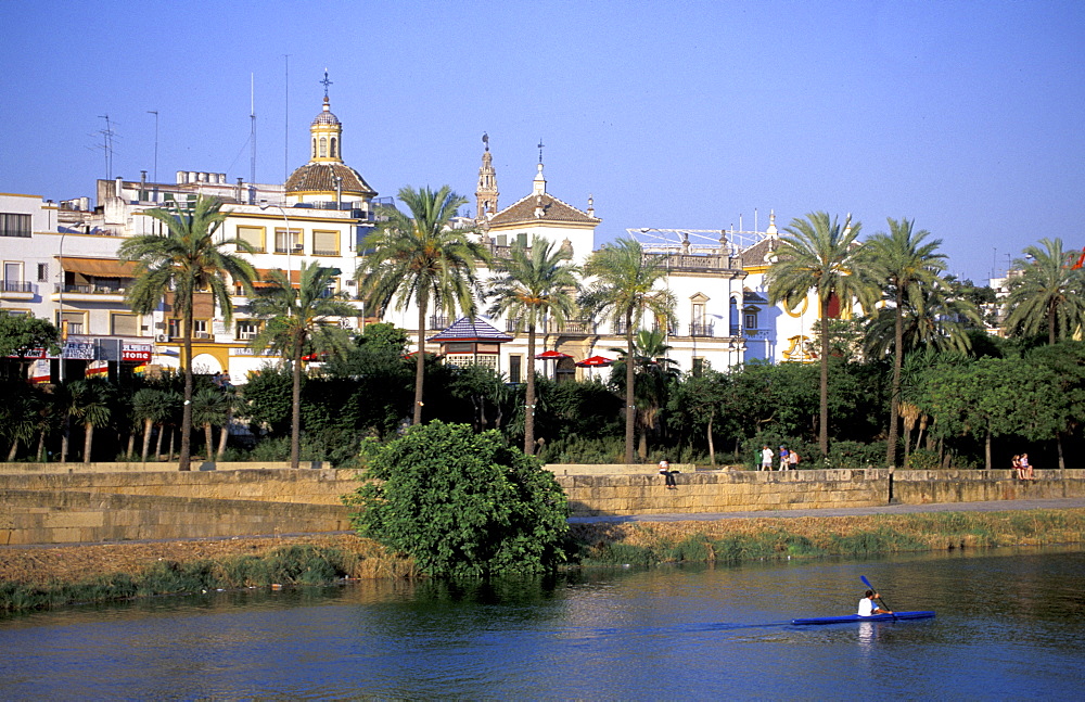 Spain, Andaloucia, Sevilla, Cruise On The Guadalquivir River, Rower