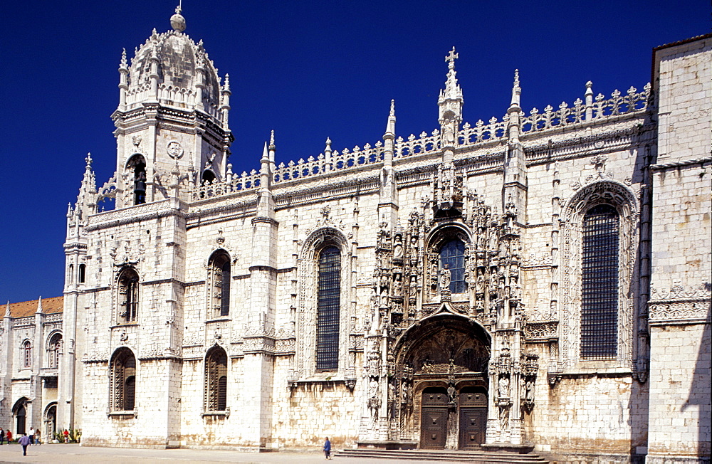 Portugal, Lisbon (Near), Belem, The Jeronimos Abbey Typical Manuelin Architecture, Facade On Street 