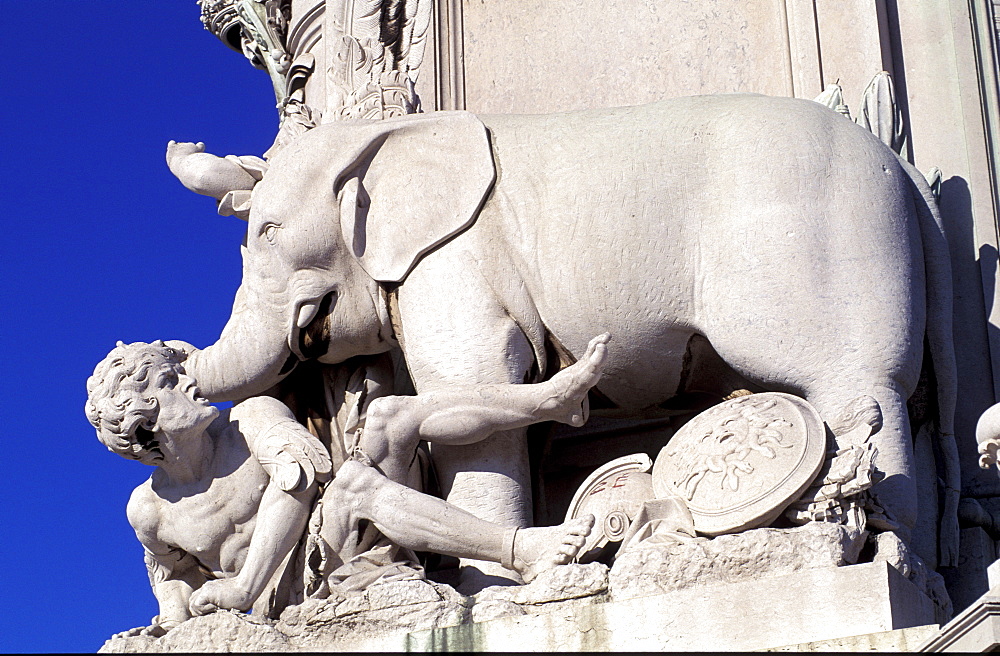 Portugal, Lisbon, Marques De Pombal Square, Closeup On The Monument