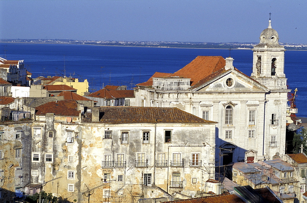 Portugal, Lisbon, Overview On The City (Alfama) From St Georges Castle  Road (Castello Sao Jorge), 