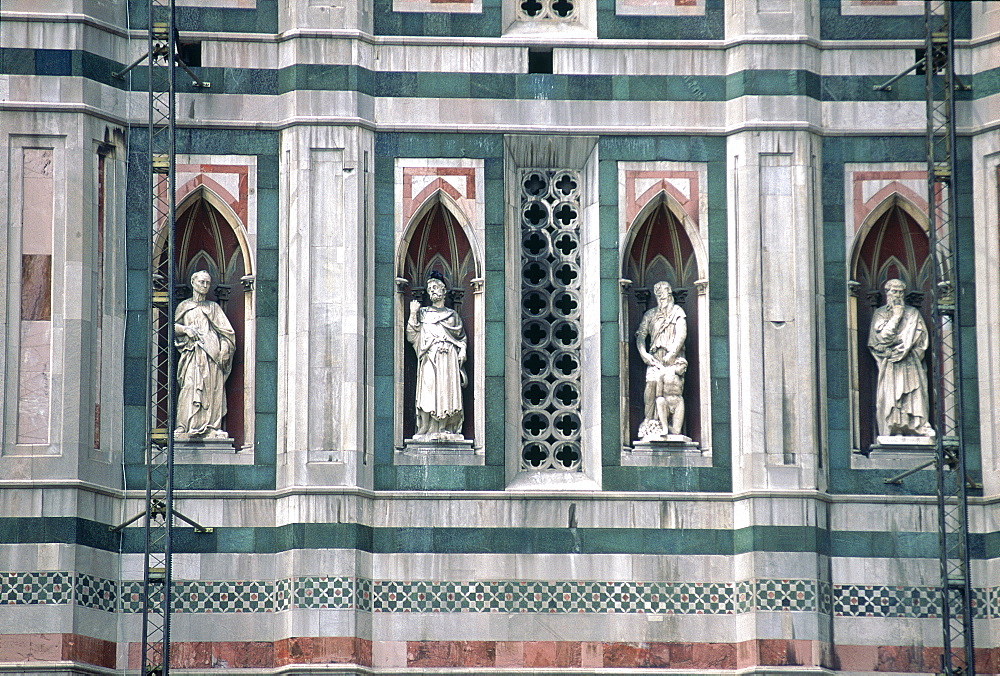 Italy, Tuscany, Firenze, Duomo (Cathedral) Detail Of The Marble Facade