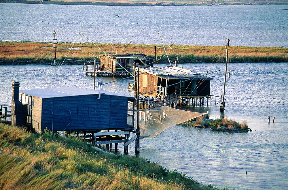 Italy, Emilia Romagna, River Po Delta, Comarchio Swamps, Eels Catching Nets