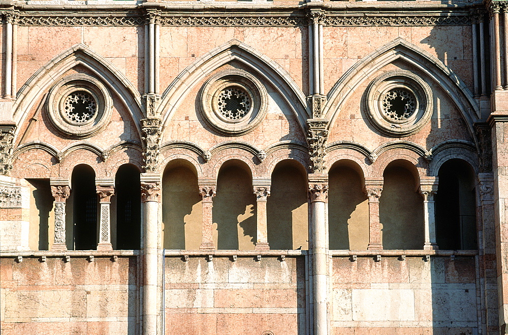 Italy, Emilia Romagna, Ferrara, Partial View Of The Cathedral (Duomo) Main Facade