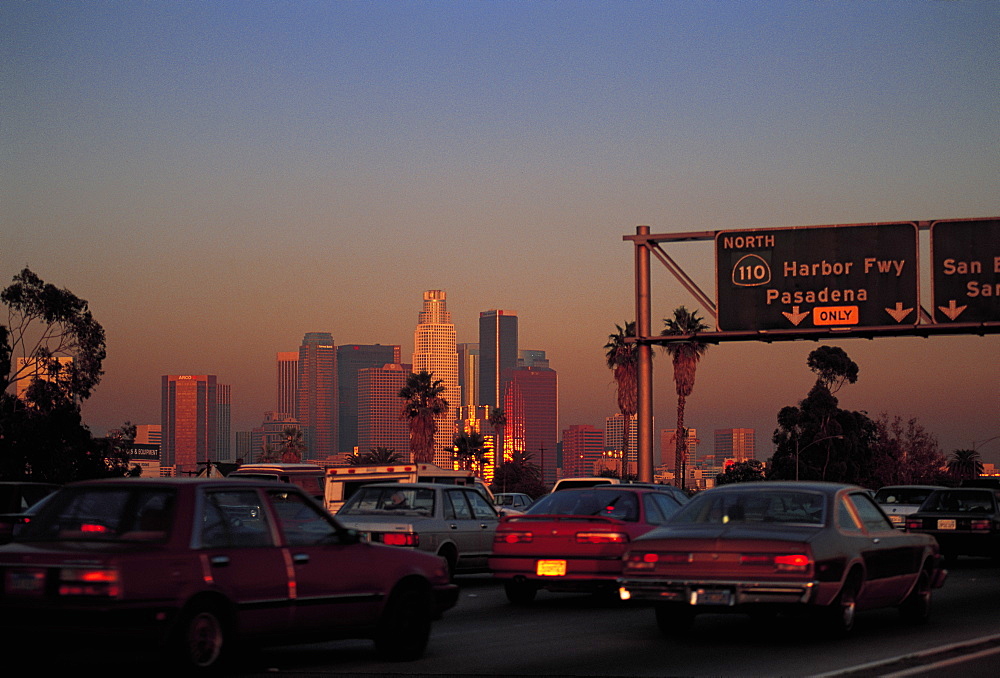 Los Angeles, Santa Monica Freeway At Dusk