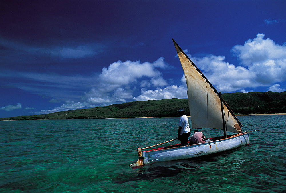 Mauritius, Rodrigues, Fisherman In Sailing Boat