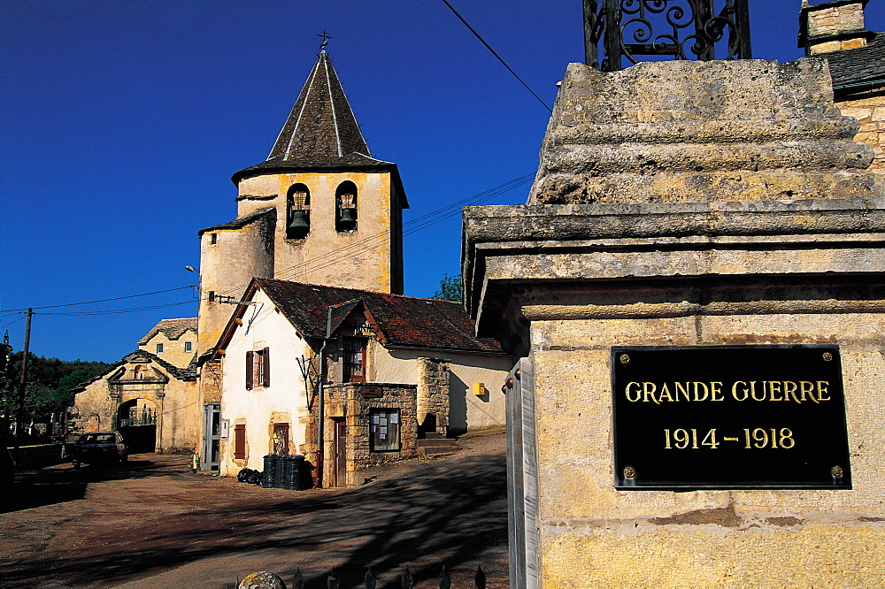 France, Aveyron, Village Square, Gorges-Du-Tarn