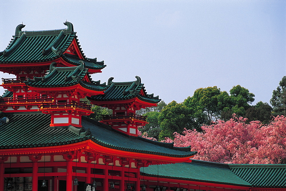 Japan, Kyoto, Heian Shrine Tile Roofs