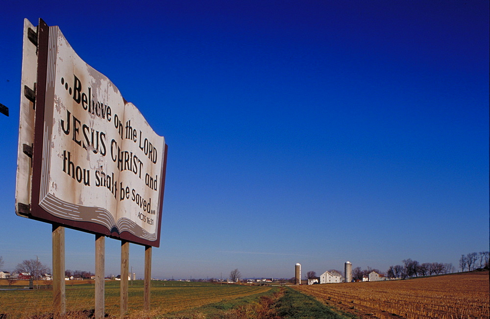 Rural Landscape And Religious Ad, Usa