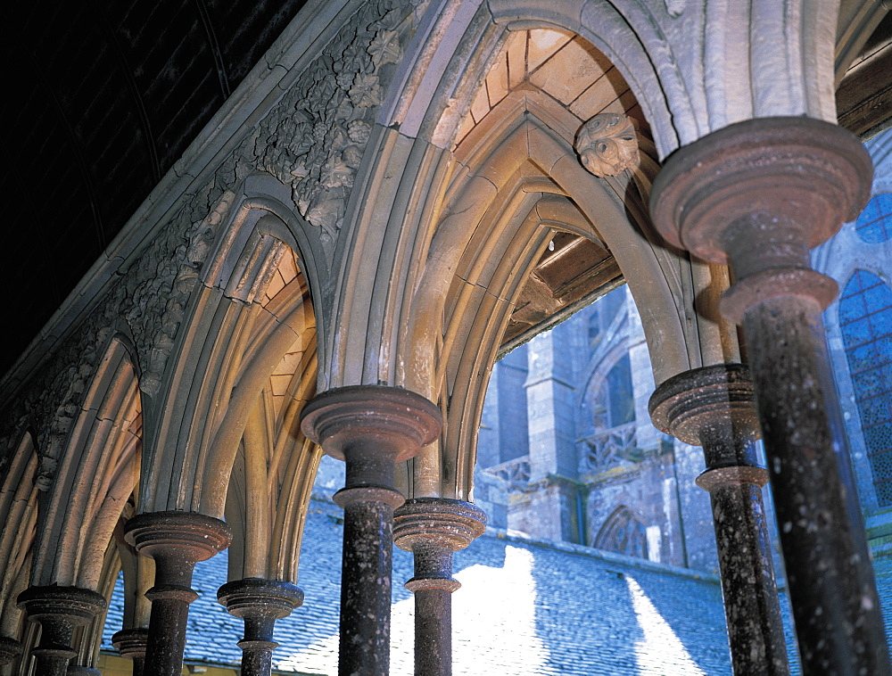 Mt St Michel, Cloister, Normandy, France