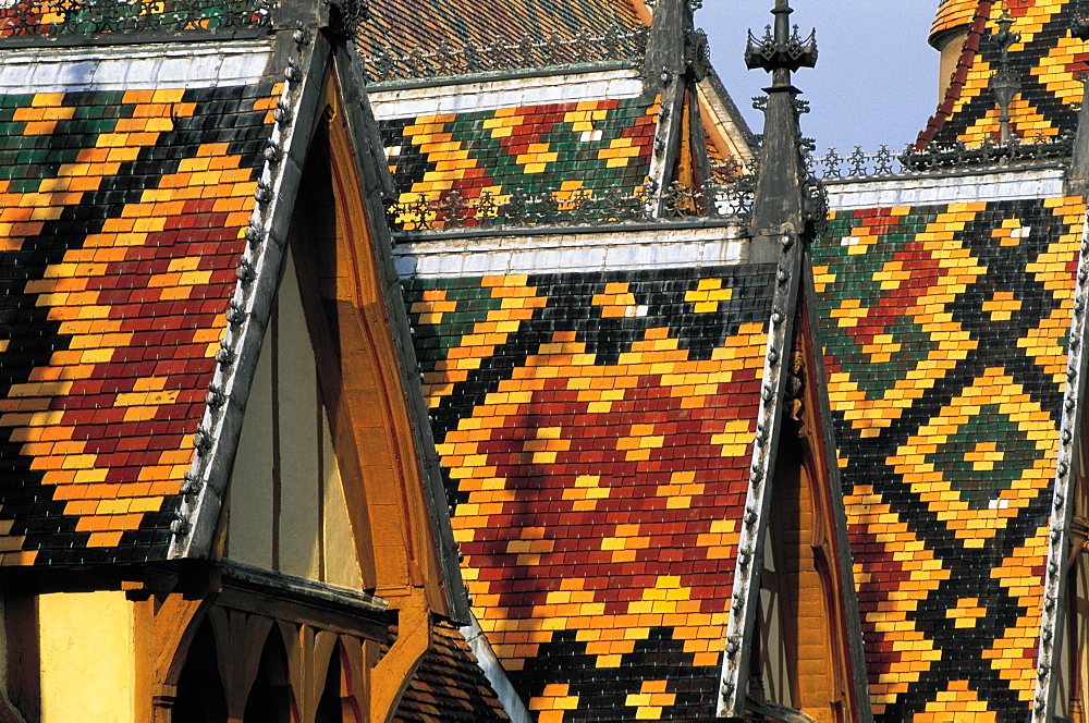 Beaune, Hospice Colored Tiles, Burgundy, France