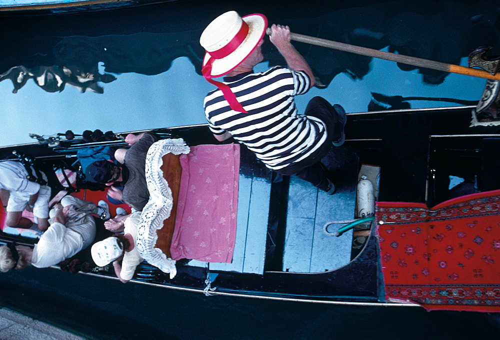 Gondola Seen From A Bridge, Venice, Italy