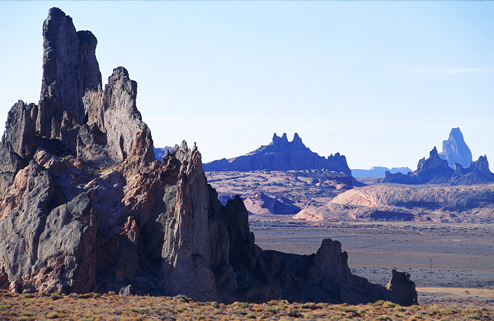 Usa, New Mexico, Landscape With Shiprock Hill