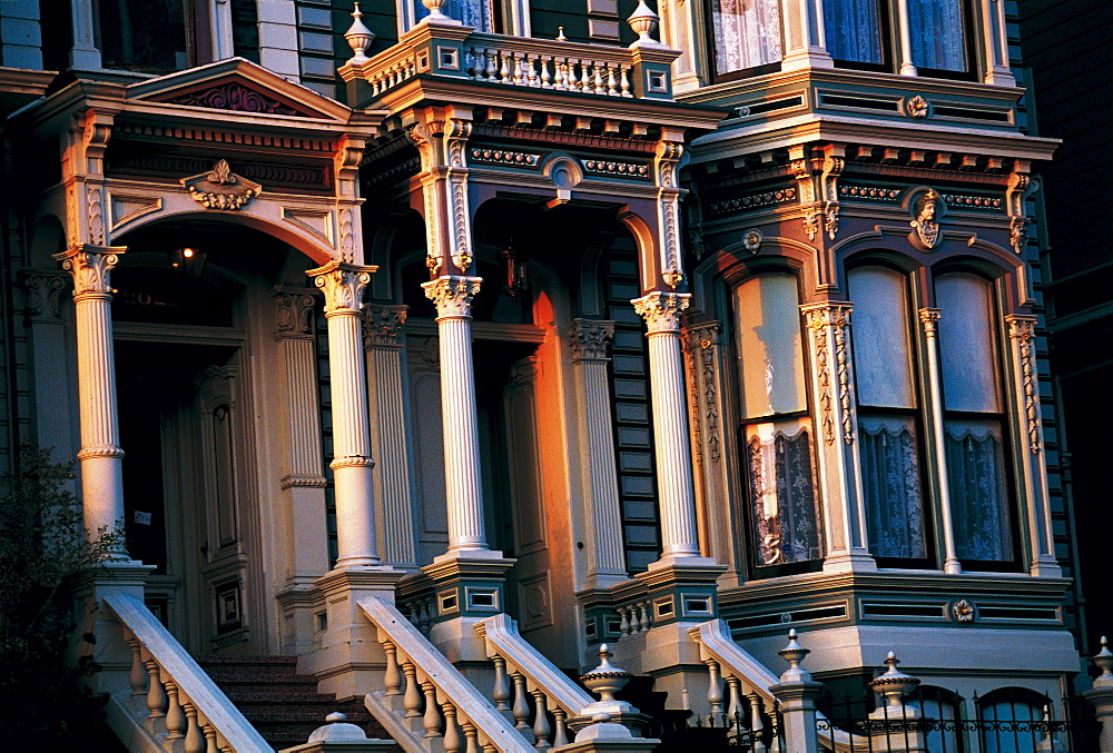 San Francisco, California, Victorian Houses Porches, Usa