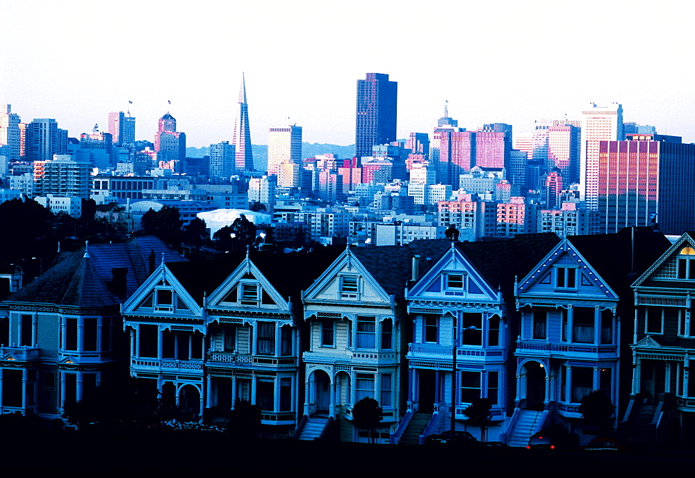 Usa, California San Francisco, California, Alamo Square Victorian Houses