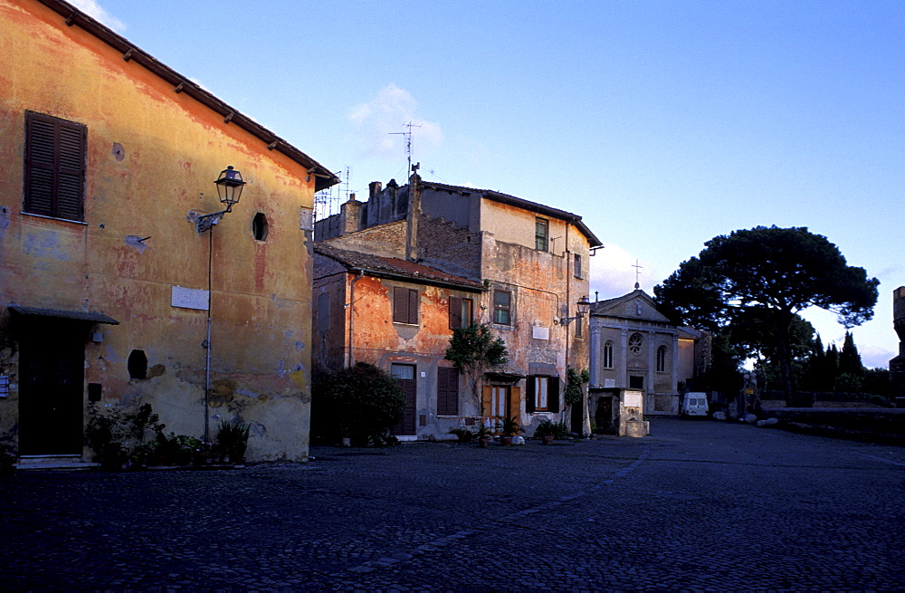 Italy, Rome, Ostia (Sea Side Near Rome), Old Houses At Dusk