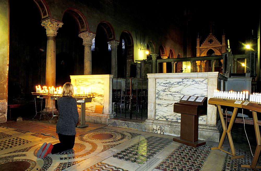 Italy, Rome, Santa Maria In Cosmedin Church, Pilgrim Praying