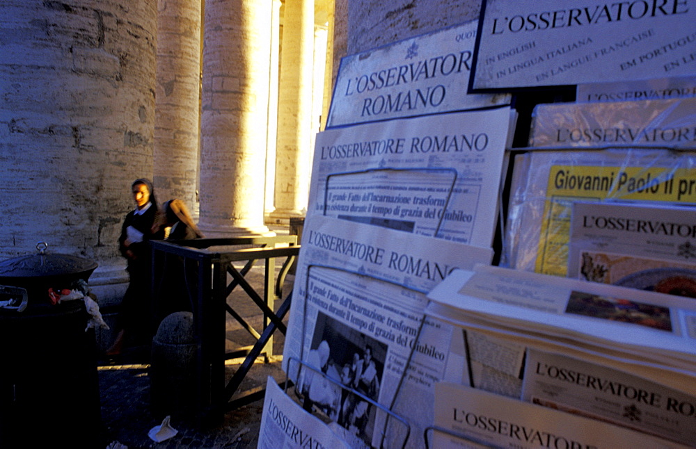 Italy, Rome, Vatican, St. Peterõs Square, Bernini Colonnade, Papers Seller