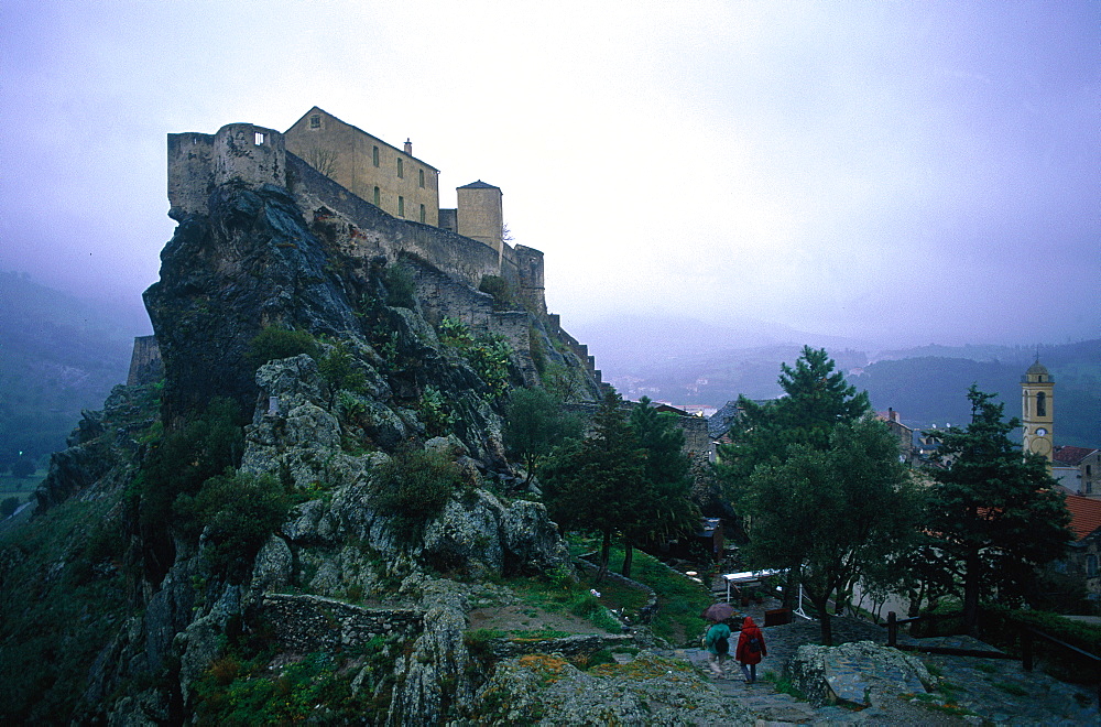 France, Corsica, Corte, The Citadel Under Rain