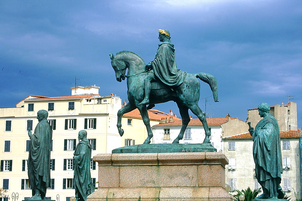 France, Corsica, Ajaccio, Monument To Emperor Napoleon Riding A Horse