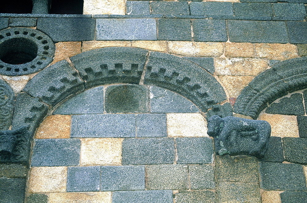 France, Corsica, Pisan Style Church, Close Up On Black And White Stones