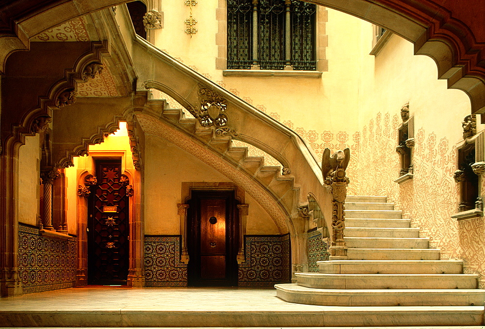 Spain, Catalonia, Barcelona, Casa Lleo Morera Staircase Designed By Domenech I Montaner