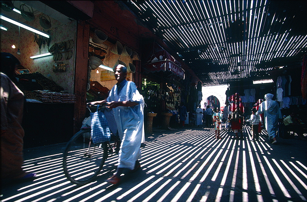 Morocco, Marrakech, Medina, The Dattes Souks With Sun Protection