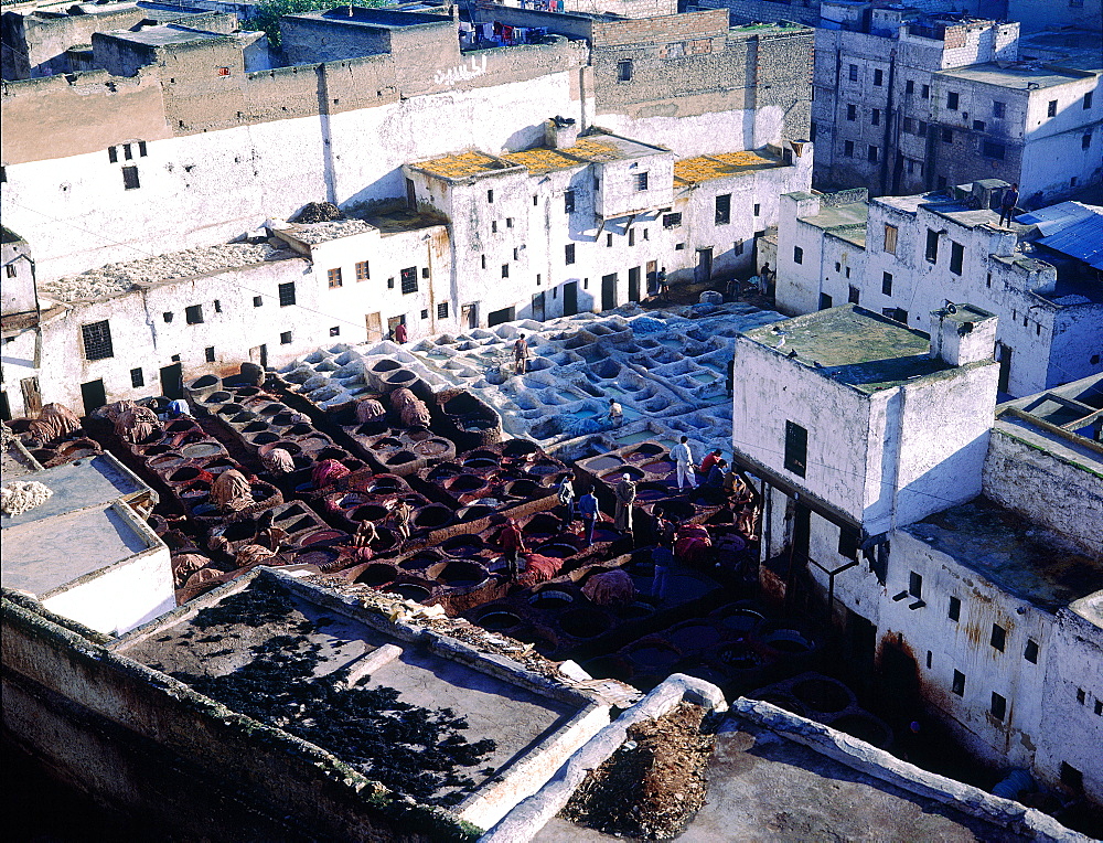 Morocco, Fes, Medina (Old City), The Tanneries Quarter, Overview