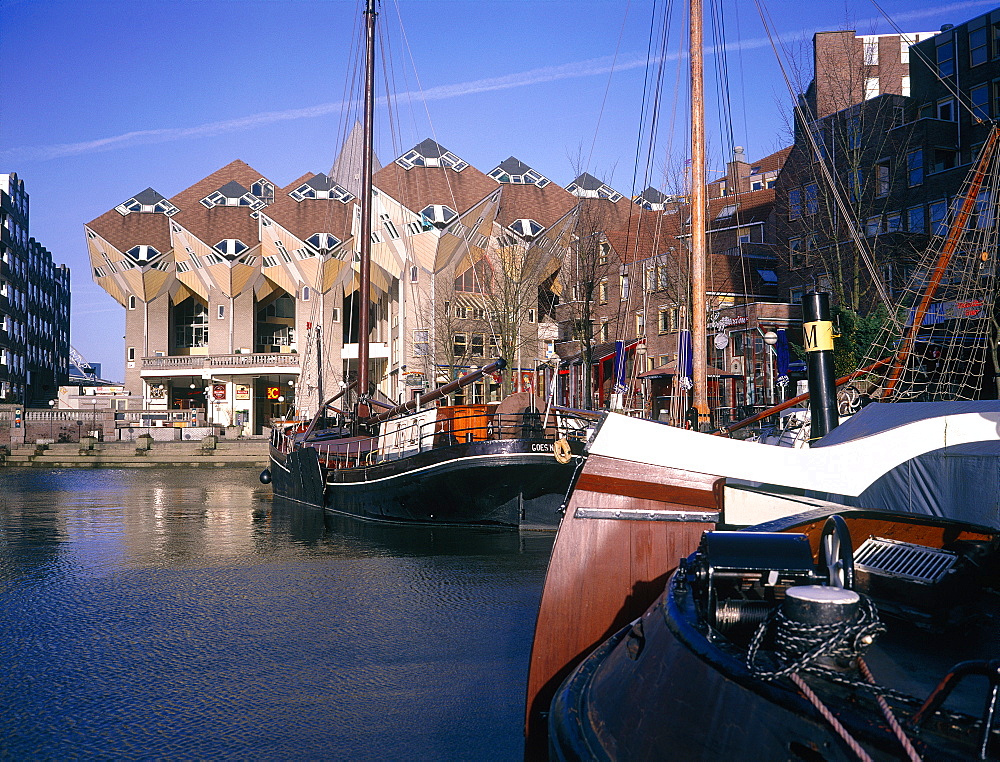 Netherlands, Rotterdam, The Old Harbour And Housing Buildings Designed By Architect Piet Blom