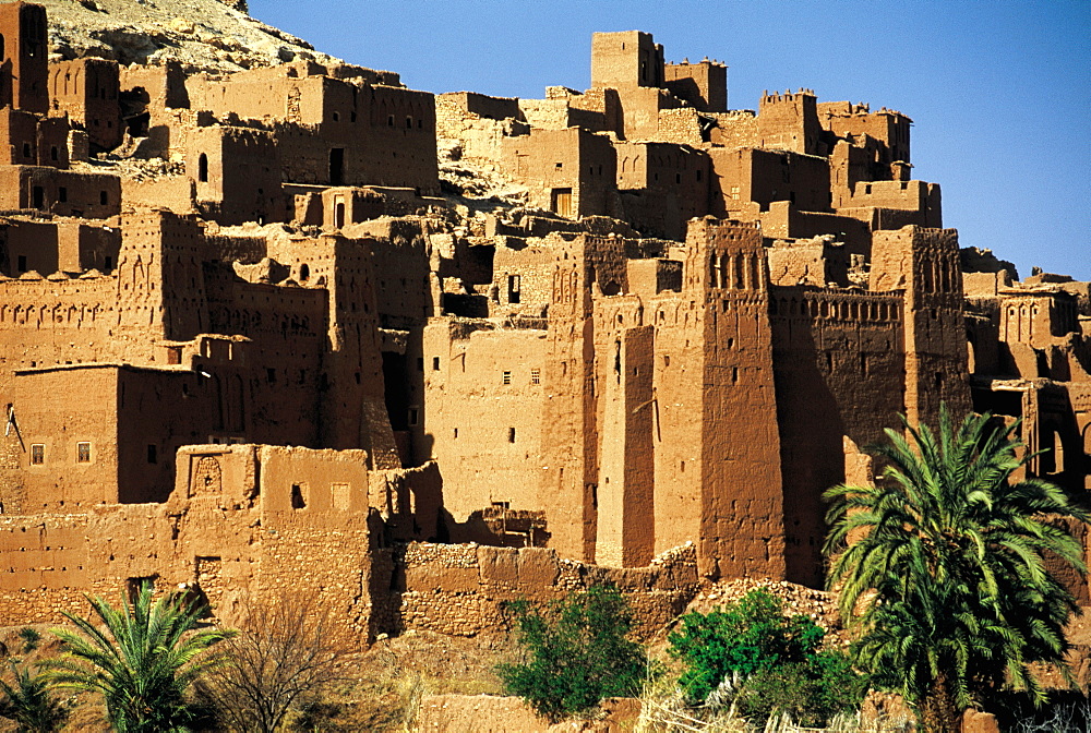 Morocco, Ouarzazate Region, Ait Ben Haddou Kasbah (Mud Fortress) At Spring