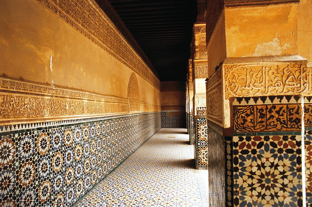 Morocco, Marrakech, Medersa Ben Youssef (Ancient Koranic School), The Zelliges (Mosaics)