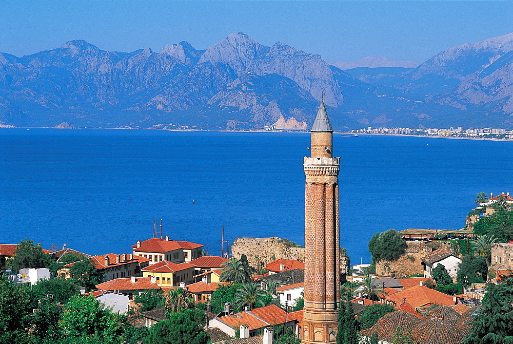 Turkey, Antalya, Coastline & Minaret
