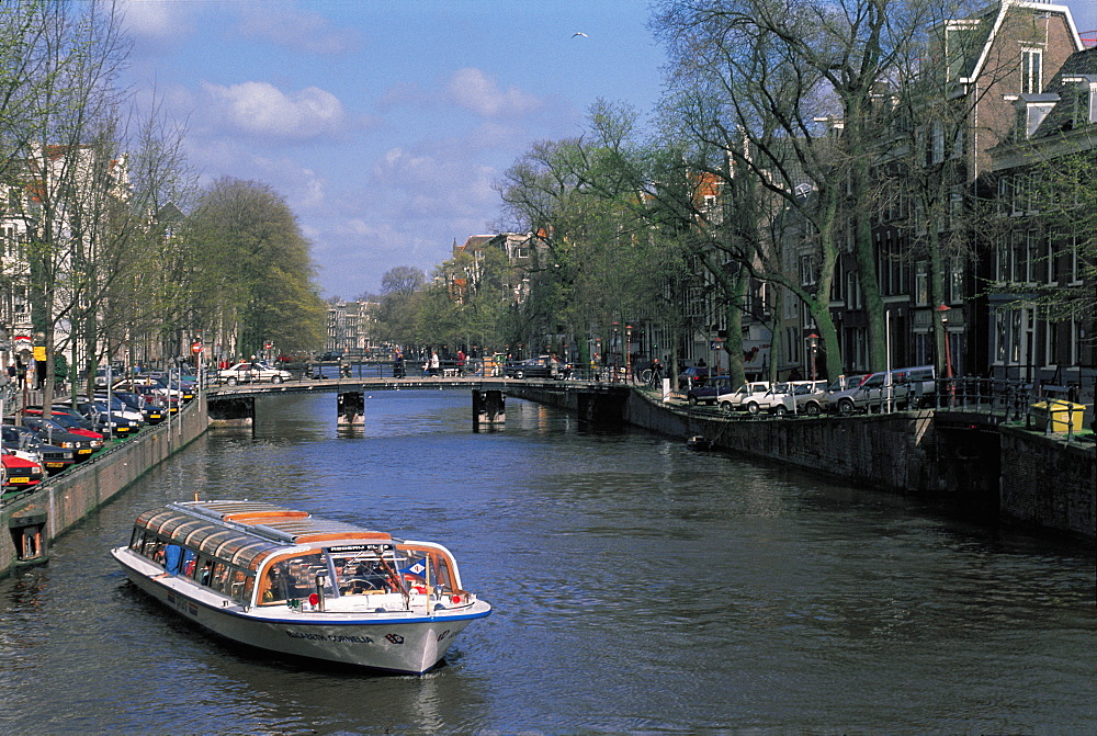 Netherlands, Amsterdam Canal At Spring