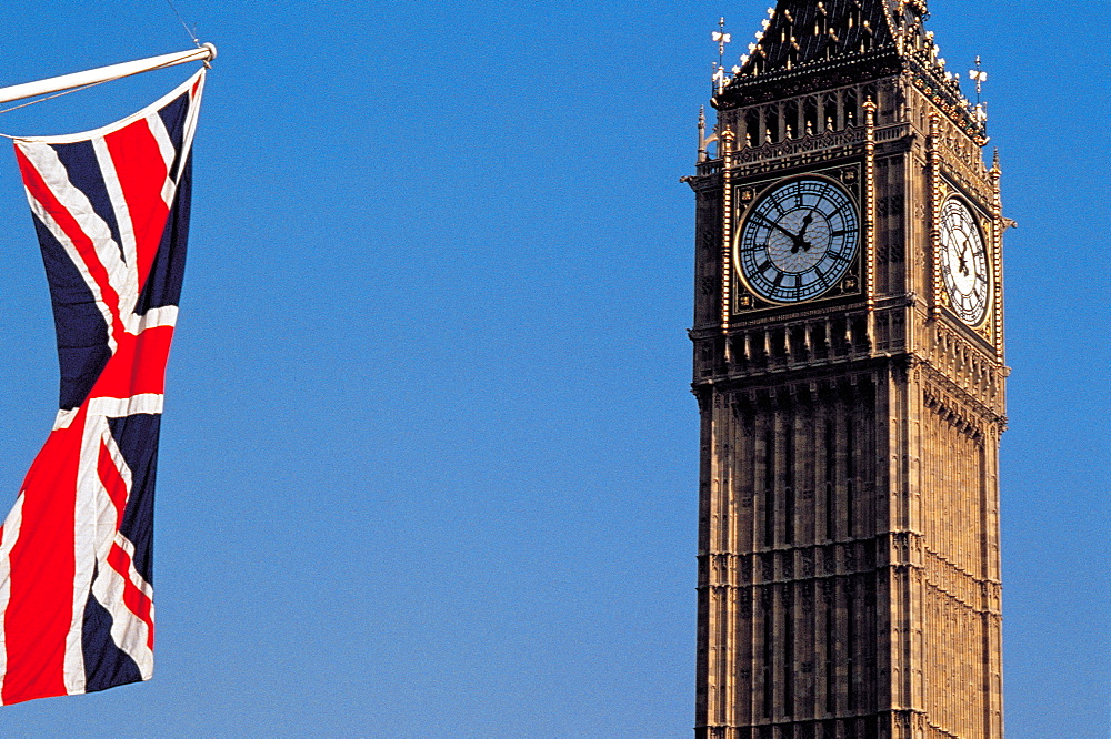 UK, London, Union Jack & Big Ben