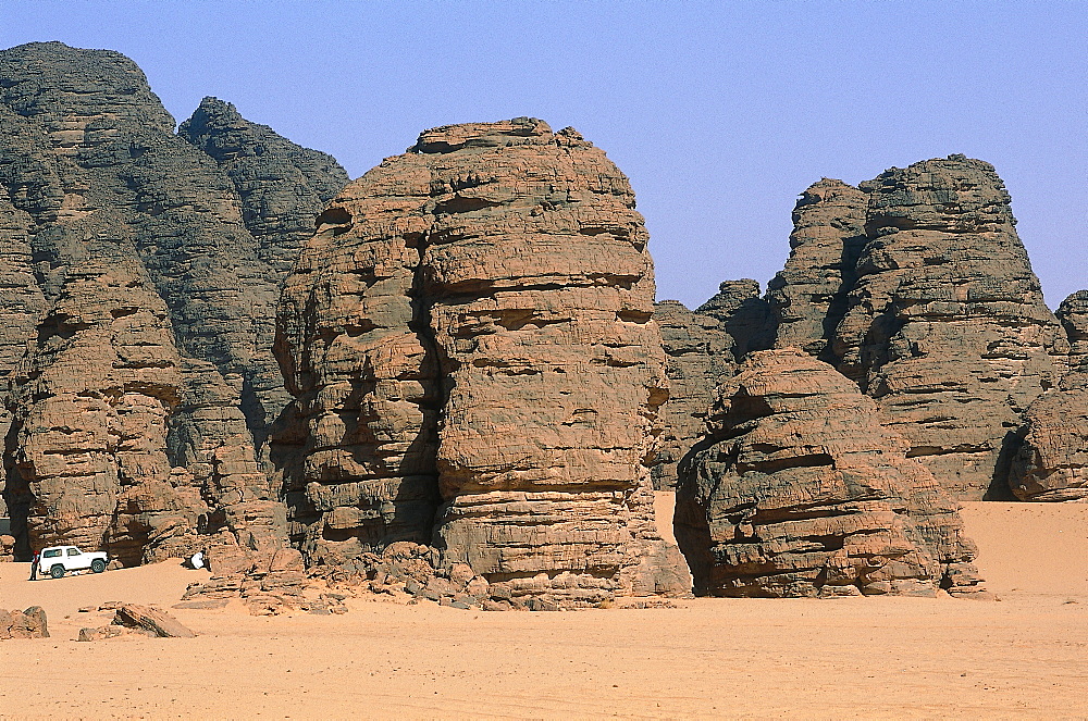 Algeria, Sahara, Tassili M'ajjer, 80 Km From Oasis Of Djanet, Tikoubadouine Desert Rocks 