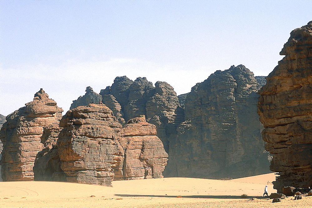 Algeria, Sahara, Tassili M'ajjer, 80 Km Of Oasis Of Djanet, Tikoubadouine Desert, Landscape Of Rocks 