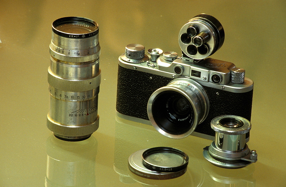 Russia, Saint Petersburg, Old Leica Alike Cameras Sold In A Used Cameras Shop 