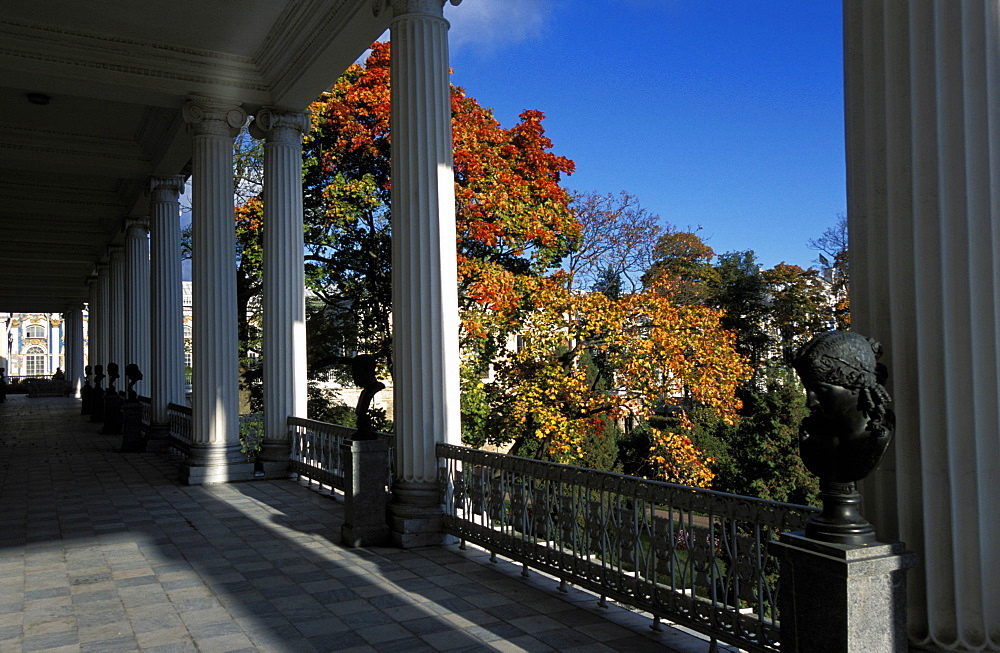 Russia, Saint Petersburg, Tsarskoie Selo (Pushkin) Catherine Ii Castle & Parkthe Loggia With Celebrities Busts 