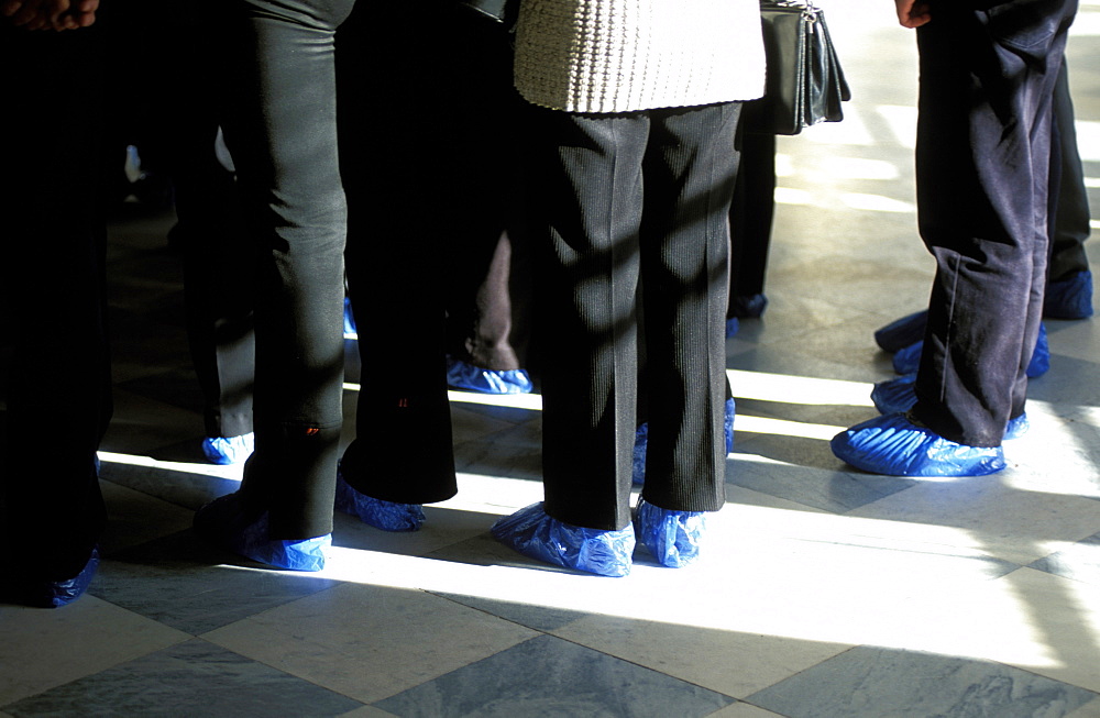 Russia, Saint Petersburg, Tsarskoie Selo (Pushkin) Kathryn Ii Castle, Visitors With Foot Protections For Wood Floors 