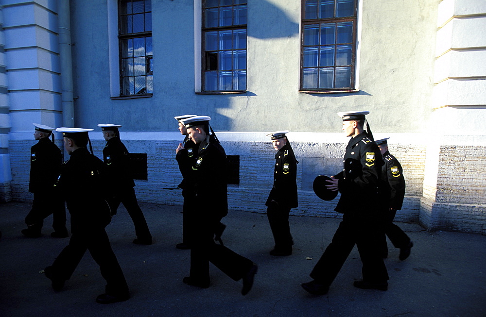 Russia, Saint Petersburg, Sailors Students At The Naval Academy 