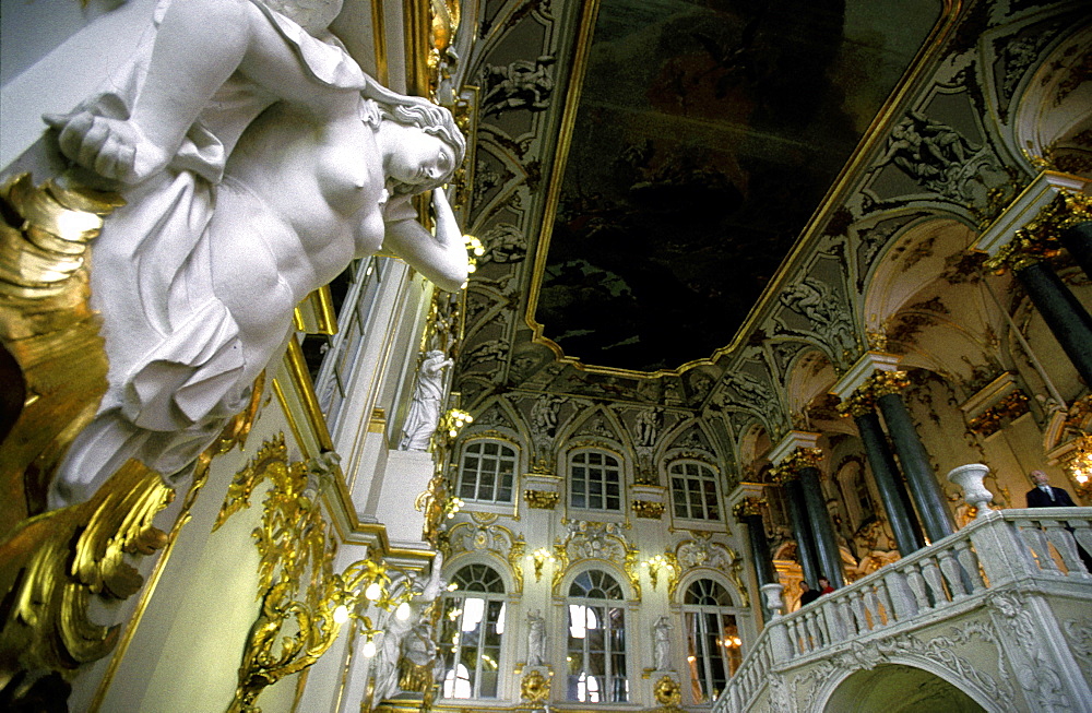 Russia, Saint Petersburg, Hermitage Museum In Winter Palace, The Main Staircase 