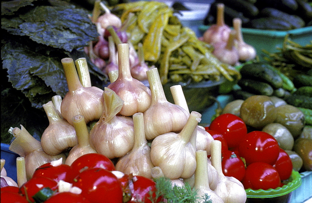 Russia, Saint Petersburg, Kolkhozian Market, Georgian Vegetables, Sour Garlic And Vegetables  