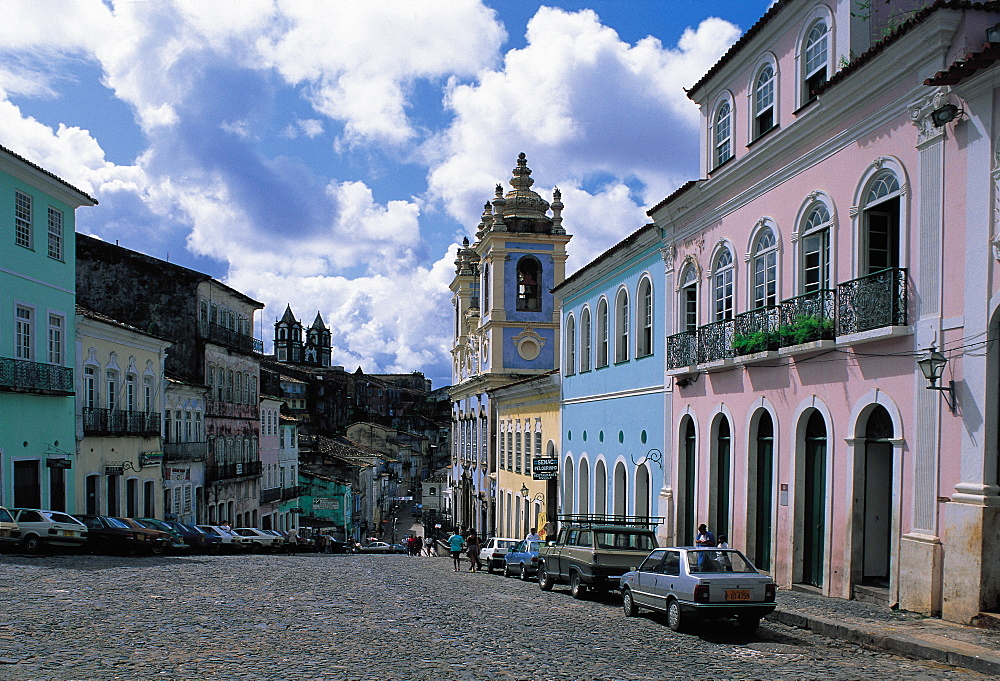 Brazil, Salvador De Bahia.Ancient Pelourinho Neighbourhood.Paved Street